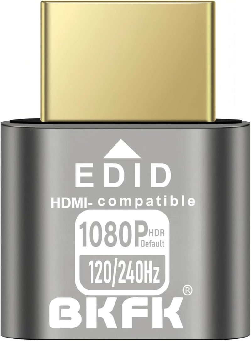 BKFK 1080P@240Hz HDR HDMI Dummy Plug, Headless Display Adapter,Virtual Monitor EDID Emulator,1920X1080@120/144/240Hz(1920X1080@120/240HZ-HDR-1P) - Image 1
